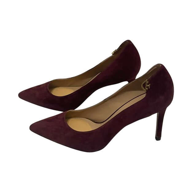 Tory Burch Elizabeth 85mm heels Suede Leather Royal Port Size 8.5 - Picture 3 of 12